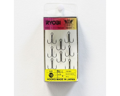 Тройной крючок RYOBI TREBLE HOOKS RINGED BN (Упаковка)